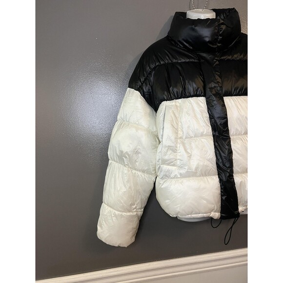 H&M Divided Puffer Jacket Womens Large Winter Coat Colorblock Quilted Insulated - Picture 2 of 9